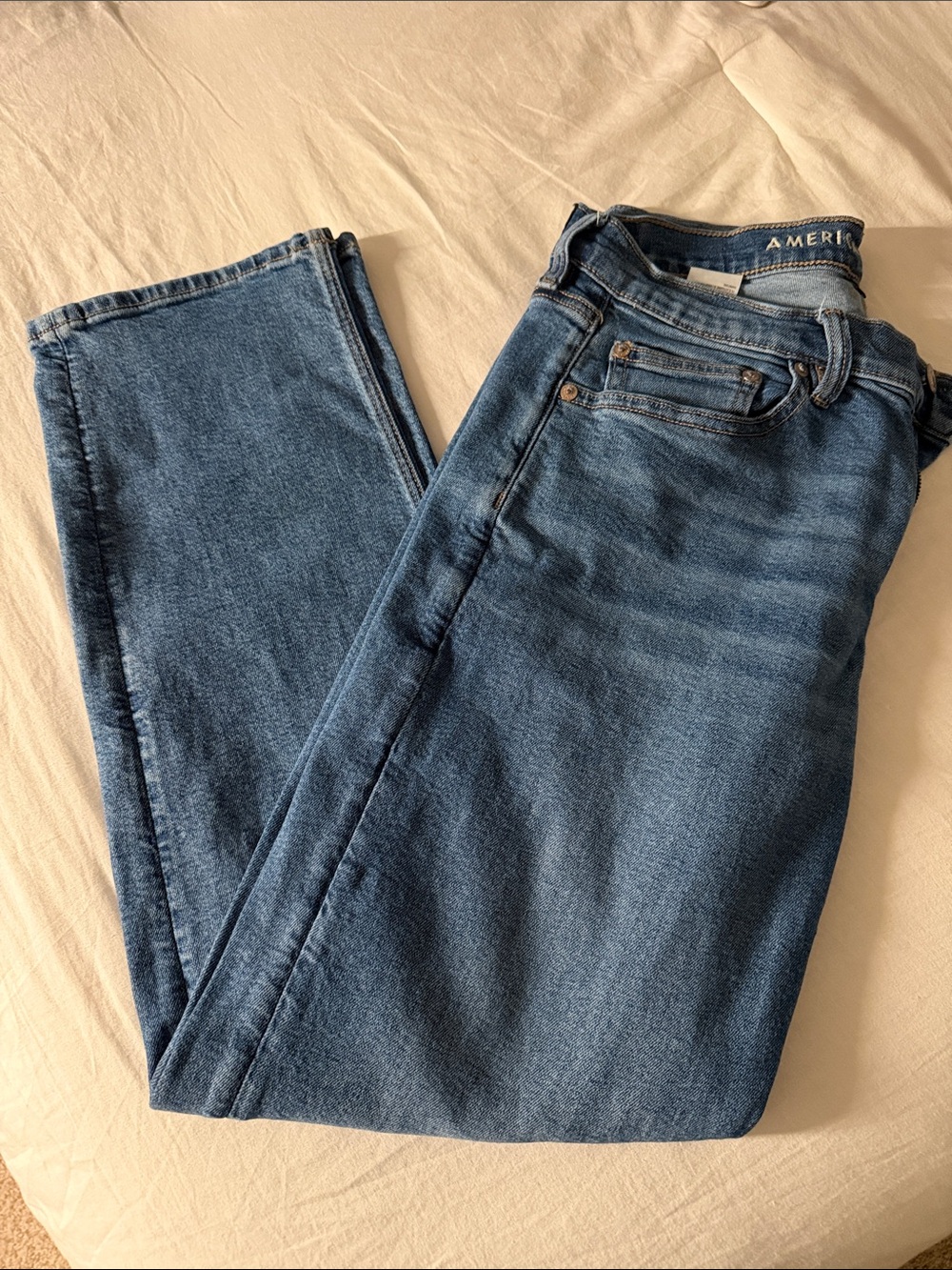 American Eagle Outfitters Women's Blue Straight Leg Jeans